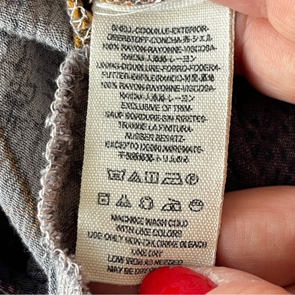 Free People Multicolor Damask Print Cold Shoulder Mini Dress Tunic Size XS - Picture 9 of 9